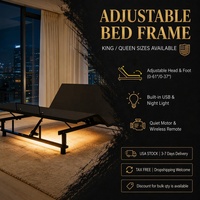 [Stock US] Cadre de lit réglable avec inclinaison de la tête et des pieds, télécommande sans fil, 4 ports USB, expédition rapide depuis les États-Unis, MOQ 1 unité