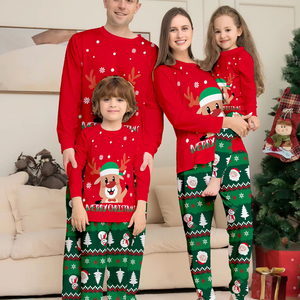 New Pullover Long Family Home Wear Set Niedlicher Hirsch Brief Gedruckte Familie Weihnachten Pyjamas Party Outfit - Product Image 1