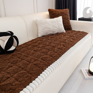 Coussins de canapé en peluche épais style crème antidérapants pour baie vitrée, coussin de siège de salon couleur unie en fibre de polyester, taille moyenne - Product Image 4