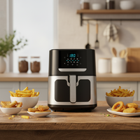 Friteuse à air numérique électrique personnalisée 1800W, 8L, avec écran LCD, thermostat réglable, surface antiadhésive en PTFE, protection contre la surchauffe, pour usage domestique