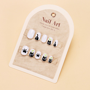 24 piezas de puntas de uñas de gato de dibujos animados cortas falsas desmontables para niñas lindas terminadas - Product Image 6