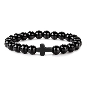 สร้อยข้อมือหินธรรมชาติประดับด้วยลูกปัด หินฮาวไลท์สีขาว มาลาไคต์ อาเกตสีดำ ลาพิส ลาซูลี รูปทรงกากบาท - Product Image 1