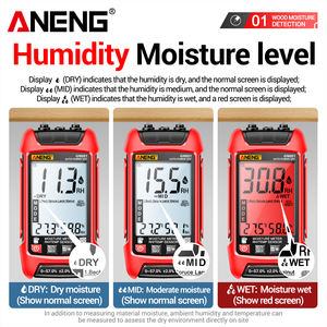 ANENG GN601 Ahşap Higrometresi Çok Amaçlı 0~99.9% Sıcaklık Nem Ölçer Probu Test Cihazları %20.5 <span class=keywords><strong>RH</strong></span> Ekranlı Ahşap 1 Yıl Garantili - Product Image 5