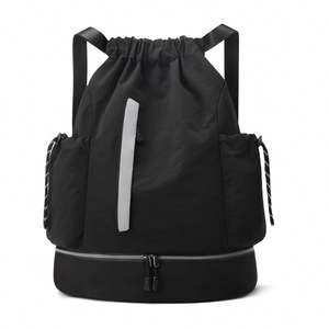 Water-Resistant <b>Drawstring</b> <b>Backpack</b> with Shoe Compartment Multi-Compartment Design Versatile Lightweight Sport <b>Backpack</b> - Product Image 1