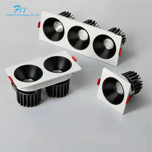 Đôi đầu hình chữ nhật tại chỗ LED COB 20W * 2 Trần xuống có thể điều chỉnh vuông lõm Downlight lưới tản nhiệt ánh sáng - Product Image 1