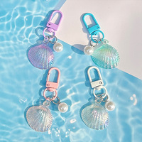 Porte-clés en fausse perle irisée style INS, pendentif série Océan, accessoires DIY pour sacs et bijoux.
