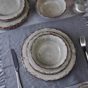 Assiettes en mélamine grise de 9 pouces ensemble de 6 pièces assiettes à salade/dessert de ferme ensemble de plats résistants aux chocs et aux taches excellent - Product Image 3