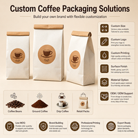 Bolsa de Empaque para Café Mate de 1 lb, con Fondo Plano, Válvula y Cierre de Cremallera con Tirador