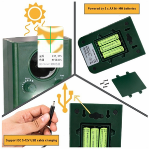 Répulsif Solaire pour Oiseaux, Répulsif Ultrasonique pour Animaux d'Extérieur, Répulsif pour Rongeurs avec PIR + Lumière Stroboscopique pour Éloigner les Animaux - Product Image 6