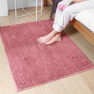 Tapis de salle de bain en microfibre de couleur unie, motif rayé, fabriqué à la machine pour salles de bain, chambres, entrées, cuisines - Product Image 3