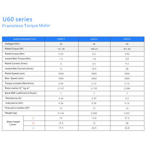 Moteur à couple sans cadre OD60mm, couple 0.96NM, hauteur 35mm, entraînement direct pour bras et articulation robotiques de chirurgie médicale - Product Image 5