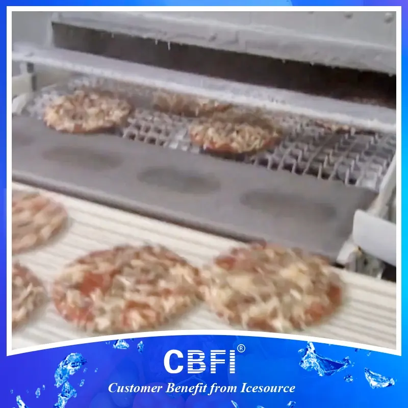 Nhanh cá nhân xoắn ốc nhanh chóng đóng băng máy bánh bao đông lạnh iqf đông lạnh Tủ đông Pizza 1000 kg/giờ