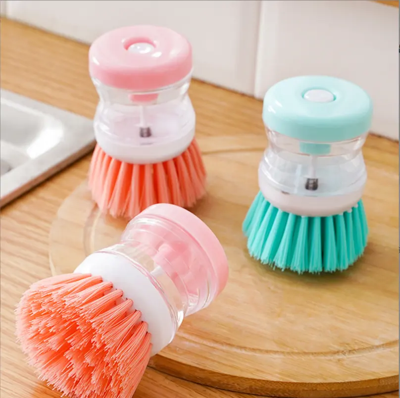 Kitchen Washing Utensils Plastic Pot Dish Cleaning Brush Kitchen cleaning brush with soap dispenser