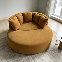 Ensemble de fauteuils poufs transfrontaliers en velours côtelé avec repose-pieds intégré et canapé rembourré en éponge pour petits appartements