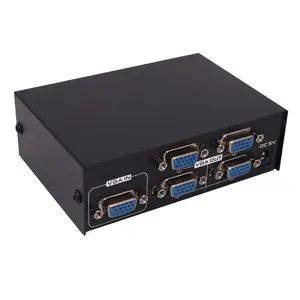 High Definition 1*4 Port Vga Splitter Metal Box Bandwidth 200 Mhz 1 PC To 4 Monitors