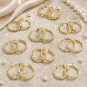 Jewelry Fashion Elegant Simple 14k Gold <b>Earring</b> Womens Luxury Crystal CZ Hoop <b>Earring</b> - Product Image 1