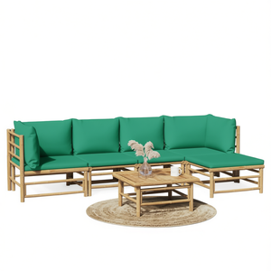 Set Lounge da Giardino Modulare in Bambù Naturale, Arredamento da Esterno per 6 Persone - Product Image 1