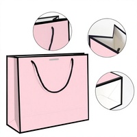 Sacchetti Regalo di Lusso in Carta Rosa con Logo Personalizzato e Manico in Raso, Confezione Personalizzabile per Vestiti, Profumi, Regali di San Valentino e Compleanno