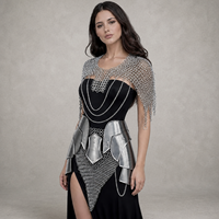 Gilet en chaîne métallique argentée scintillante à plusieurs niveaux, style armure, bijou de corps pour soutien-gorge, idéal pour soirée dansante, tenue de club, spectacle sur scène, costume féminin