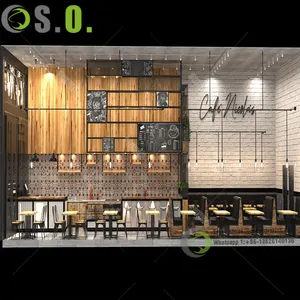 现代室内装饰设计咖啡店实木小咖啡厅亭高品质室内商场食品柜