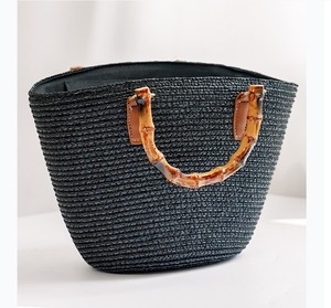 Sac fourre-tout rectangulaire en paille tressée avec poignée en bambou, imperméable, grande capacité, sac de plage et de voyage à bandoulière pour femme - Product Image 4