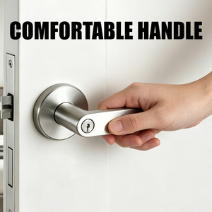 Tianyi Luxury Satin Nickel Flat Oval Door Lever on Rose Smooth Edge Internal Room Hardware Lockset Keyed Entry Privacy <b>Latch</b> - Product Image 2
