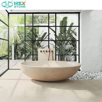 Pierre de marbre naturel poli Beige HZX de luxe pour salles de bains d'hôtel baignoire-douche à remous villa