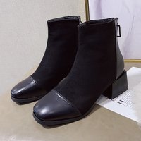 Bottines Respirantes en PU pour Femmes, Bottes Plateformes Classiques Noires à Fermeture Éclair, Chaussures d'Hiver Décontractées avec Talon, Bottines Chelsea