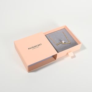 PackSecret, картонные подарочные коробки для ювелирных изделий с логотипом на заказ, розовые раздвижные выдвижные ящики, вставки из пенопласта, упаковка - Product Image 2