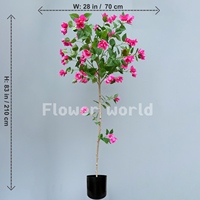 Grand arbre de bougainvillier artificiel avec tronc en bois de fleurs roses et Pot noir pour décor de noël à la maison de mariage de bureau