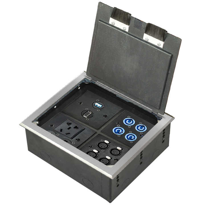 86-Type Stainless Steel Four-Position Floor Socket NFC Plug-in Open ...