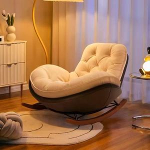Sillón Mecedora Moderno de Tela con Respaldo Nórdico, Diseño Duradero para Uso en el Hogar y Hoteles - Product Image 3
