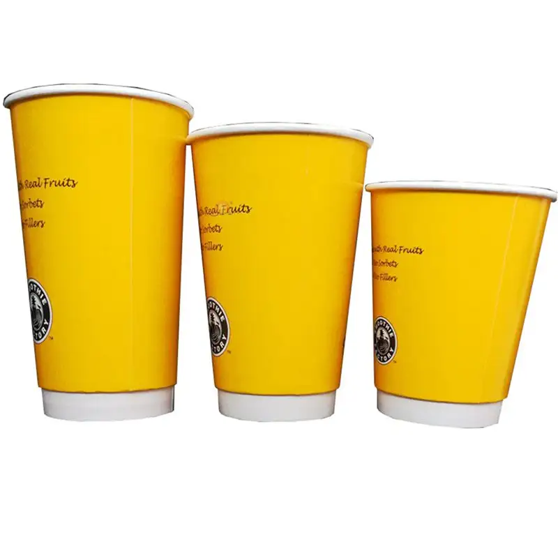 Disposable Hot Drink Double Wall Coffee Cup Cappuccino Paper Cups With Lid