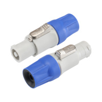 Connecteur Powercon gris en cuivre argenté 20A 250V AC, prise et fiche d'alimentation verrouillables à 3 broches pour l'éclairage et l'audio de scène