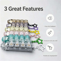 Porte-clés Clavier Patte de Chat en Plastique Haute Transparence à 5 Touches Multicolores avec Crochet Étoile pour Appareil Portable