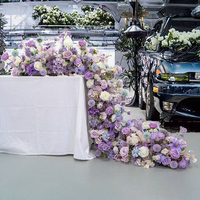 Chemin de table de mariage de luxe violet, arrangements floraux longs et élégants, fleurs artificielles pour la fête des mères