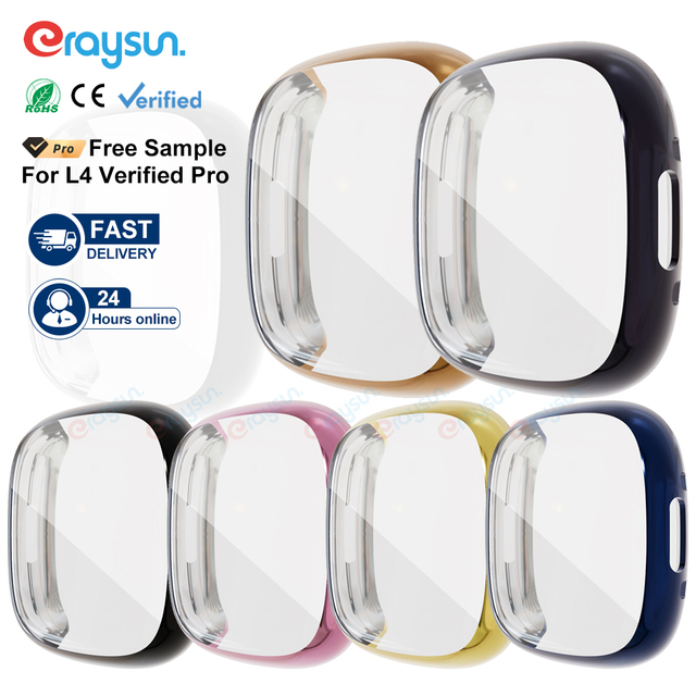 Eraysun Full Screen Protector Case for Fitbit Versa 4 Soft TPU Screen Watch Storage Case Luxury Cover Protective Cover