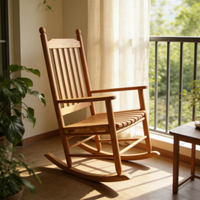 Fauteuil à bascule en bois de peuplier style ferme, mobilier d'intérieur haut de gamme et écologique pour salon et chambre à coucher, idéal pour la détente