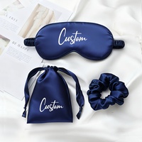 Masques de sommeil en satin double face personnalisés 3CPS, lot de 3, anti-lumière, avec sangles élastiques, élégants et mignons, pour mariage et fête nuptiale