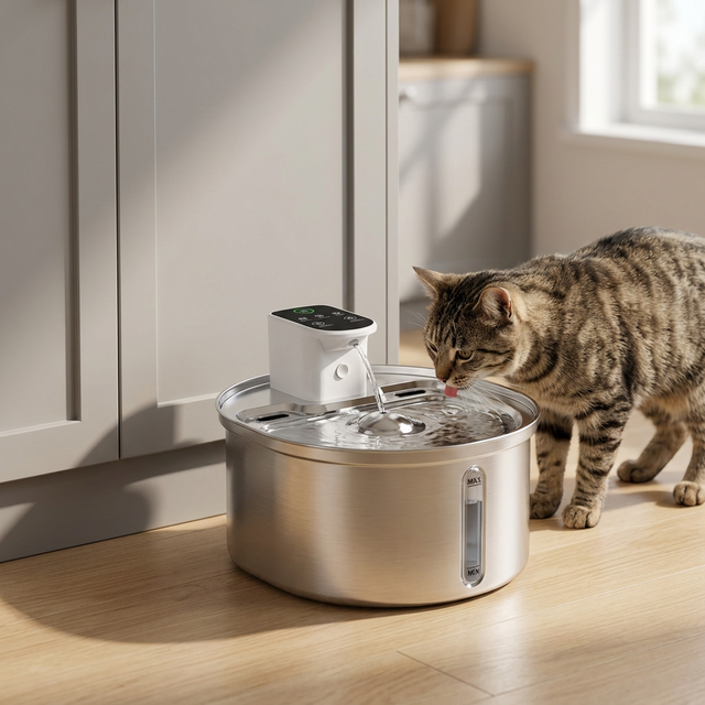 Cordless Cat Water Fountain 4L Rechargeable Pet Water Dispenser Motion Sensor 5-Stage Filtration Auto Flushing for Indoor Use