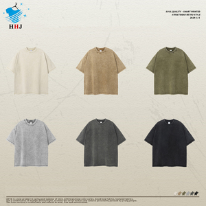 Camisetas Vintage de Alta Calidad para Hombre, Cuello Pequeño, Estilo Batik, Lavado High Street, Manga Corta Holgada, Marca de Moda Personalizada - Product Image 2