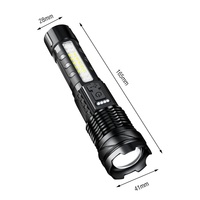 Lampe Torche Haute Puissance 2000 Lumens LED Zoom Faisceau Concentré Affichage de Puissance Rechargeable Type C pour Camping