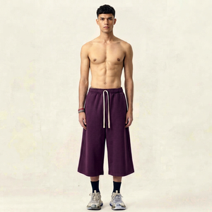 Shorts de sport décontractés pour hommes, coupe ample, respirants, anti-plis, en toile écologique, couleur unie, pour la gym et la détente - Product Image 1