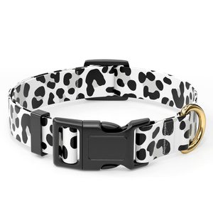 Benutzer definierte Gummi Label Logo Luxus Haustier Zubehör Robustes Polyester Nylon Gurtband Druck Hunde halsband - Product Image 1