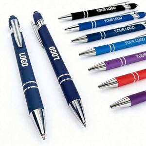 Stylo publicitaire 2-en-1 en métal, pointe bille 1,0 mm, écriture fluide, encre noire, impression UV, logo personnalisé, cadeau d'entreprise, stylo tactile, cadeaux sur mesure - Product Image 1