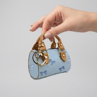 Mini porte-clés bleu en cuir PU avec fermeture éclair, breloque pour sac, cadeau promotionnel pour sacs