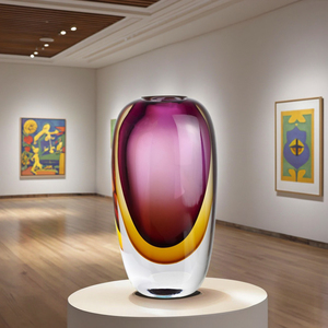 Vase en verre dégradé multicolore (violet et ambre), design organique sculptural. Idéal pour <span class=keywords><strong>la</strong></span> décoration intérieure, <span class=keywords><strong>les</strong></span> collections d'art - Product Image 4