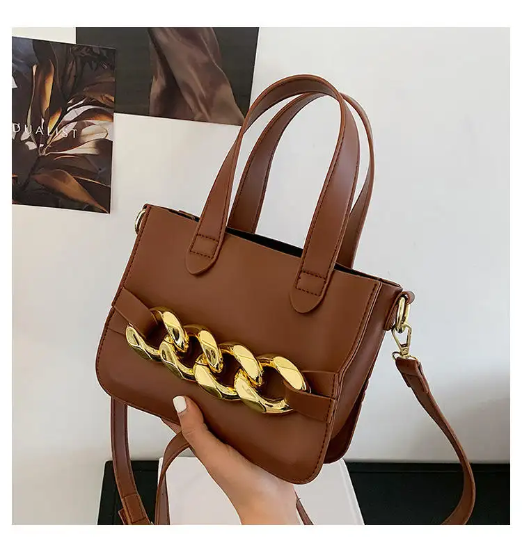 2022 large fashion designer vintage thick chain hardware decoration ladies handbags