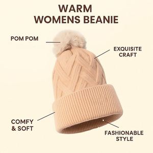 Knitted Thickened Letter Caps 2pcs Ski Warm Fur Pom Pom Beanies Scarf Unisex Fleece Lined Winter <b>Hats</b> Scarf Set Travel Y2K Style - Product Image 4