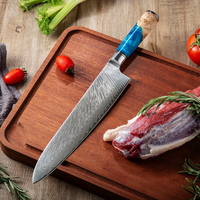 Couteaux de Cuisine et Accessoires Ensembles de Couteaux de Chef Manche en Résine Bleue Acier Damas VG10 Ensemble de Couteaux de Cuisine Japonais